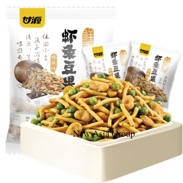 甘源烤肉味虾条豆果500g